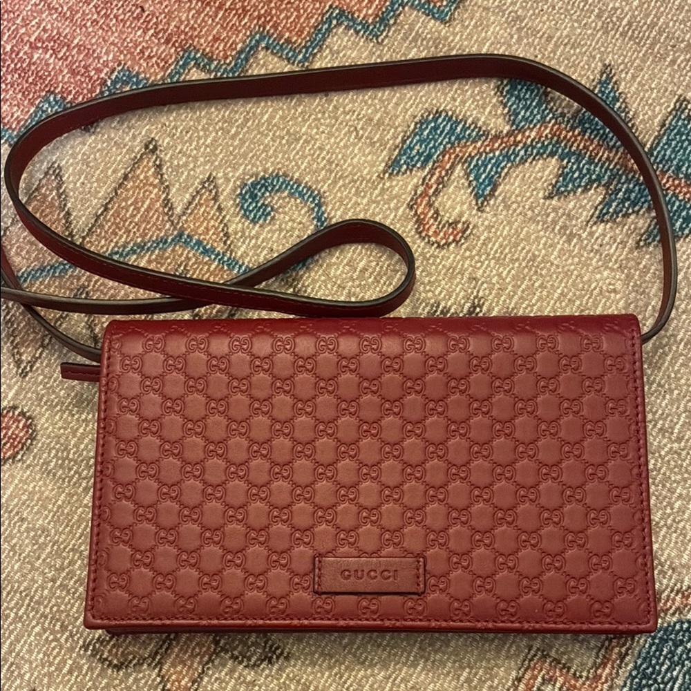 Gucci Red Leather Guccissima Bag